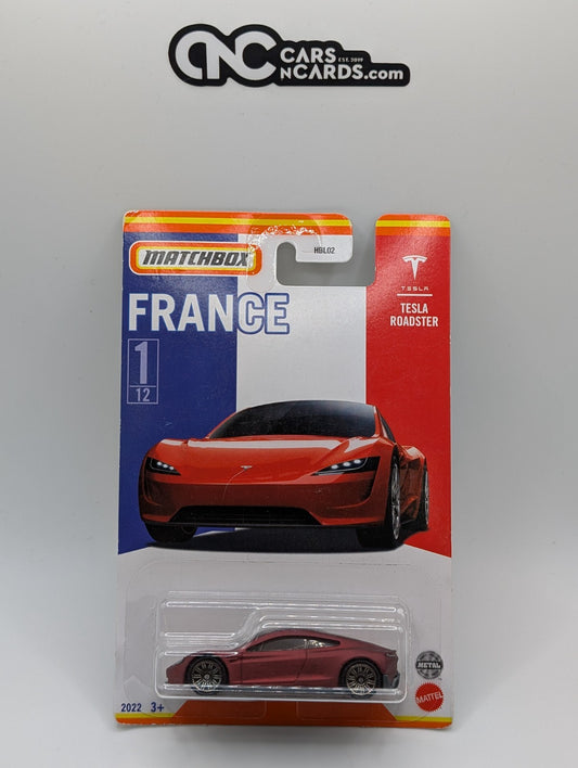 2022 Matchbox France 1/12 Tesla Roadster Red (Soft Corners)