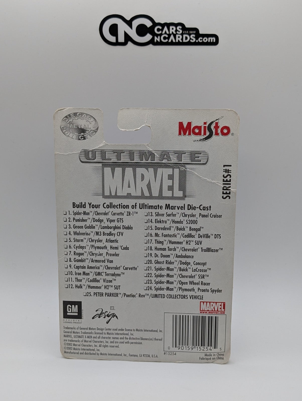 2002 Maisto Marvel Daredevil Buick Bengal Series 1 #15 (Card Damage)