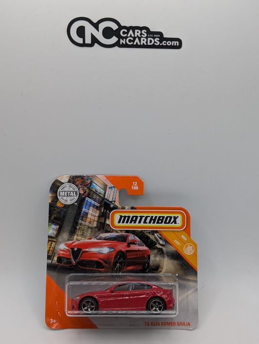 Matchbox MBX City '16 Alfa Romeo Giulia Red 12/100 Short Card (Soft Corners)