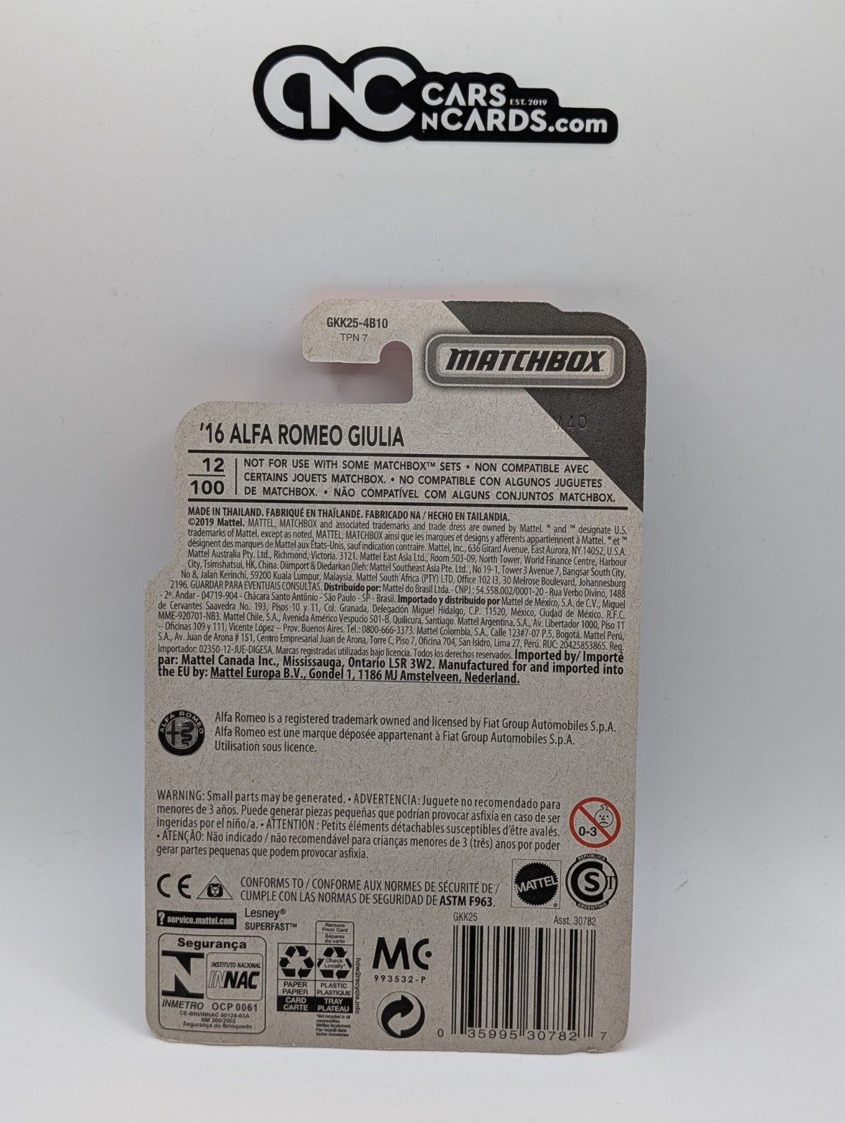 Matchbox MBX City '16 Alfa Romeo Giulia Red 12/100 (Soft Corners)