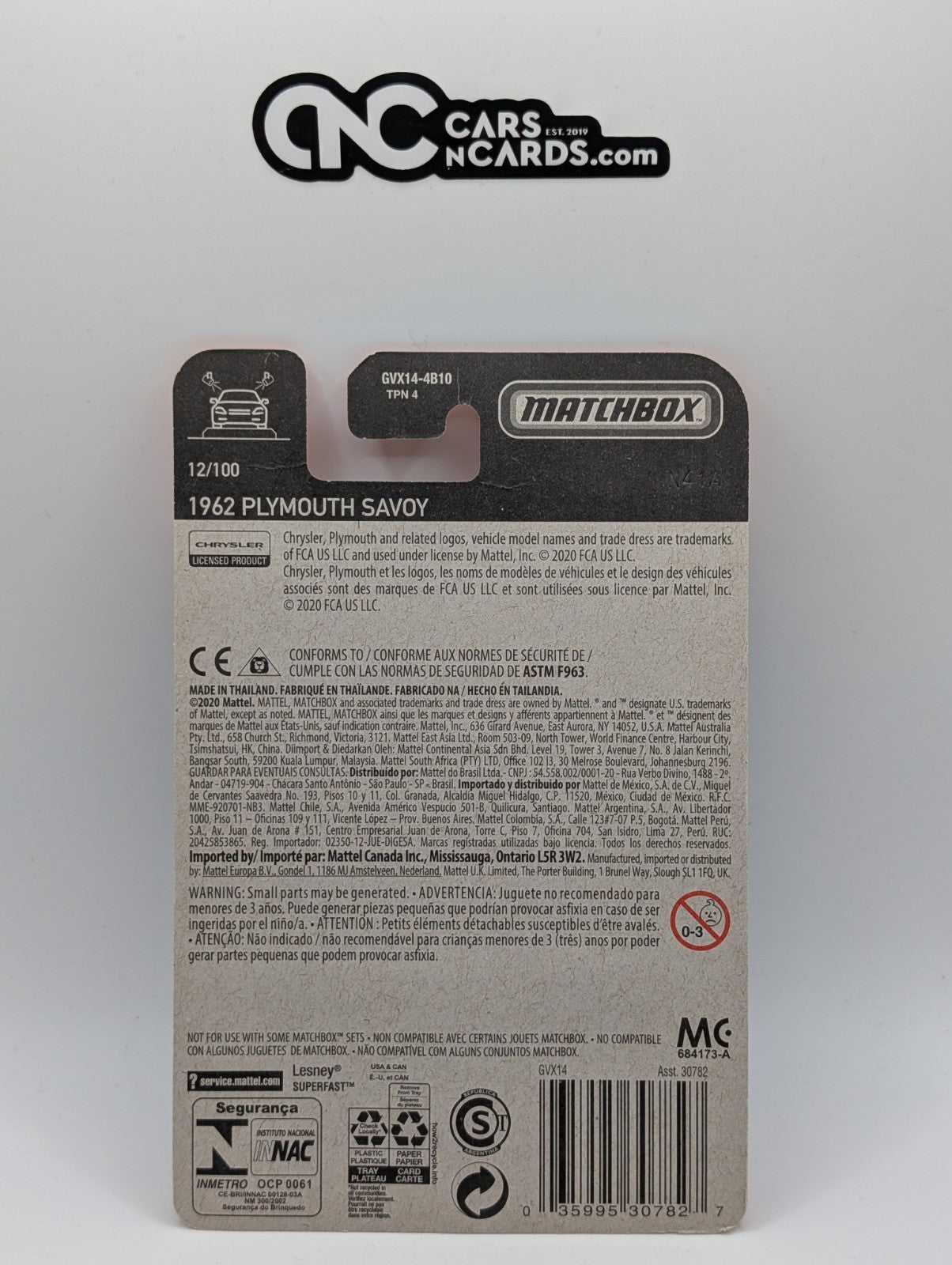 Matchbox 1962 Plymouth Savoy Black 52/100 (Card Damage)