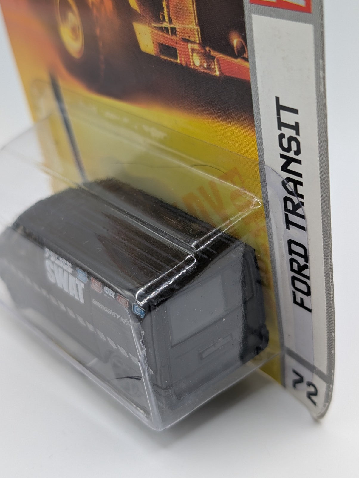 Matchbox Ford Transit Police Swat (Hair ERROR) (Damaged Card)