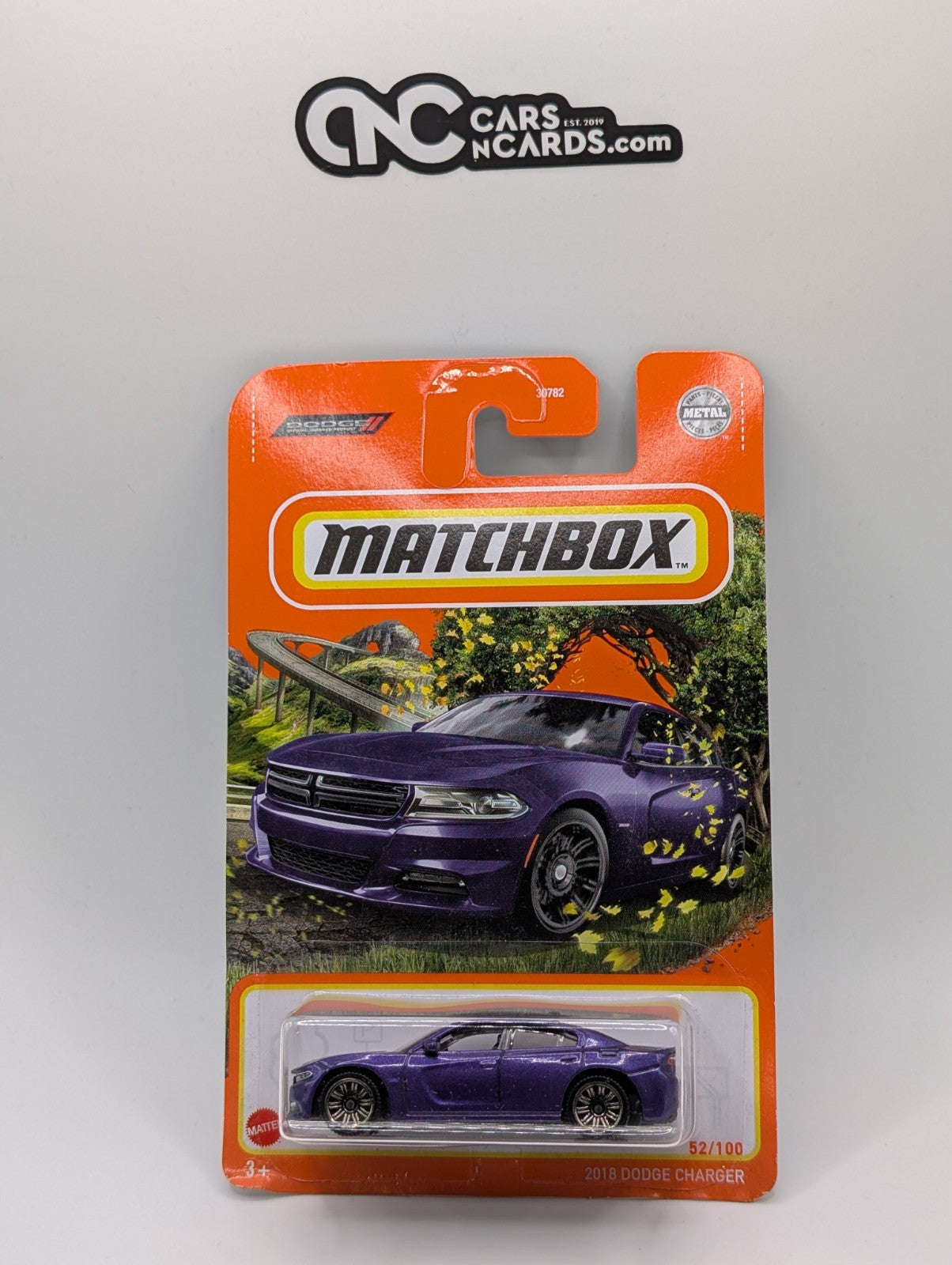 Matchbox 2018 Dodge Charger Purple 52/100 (Card Damage)