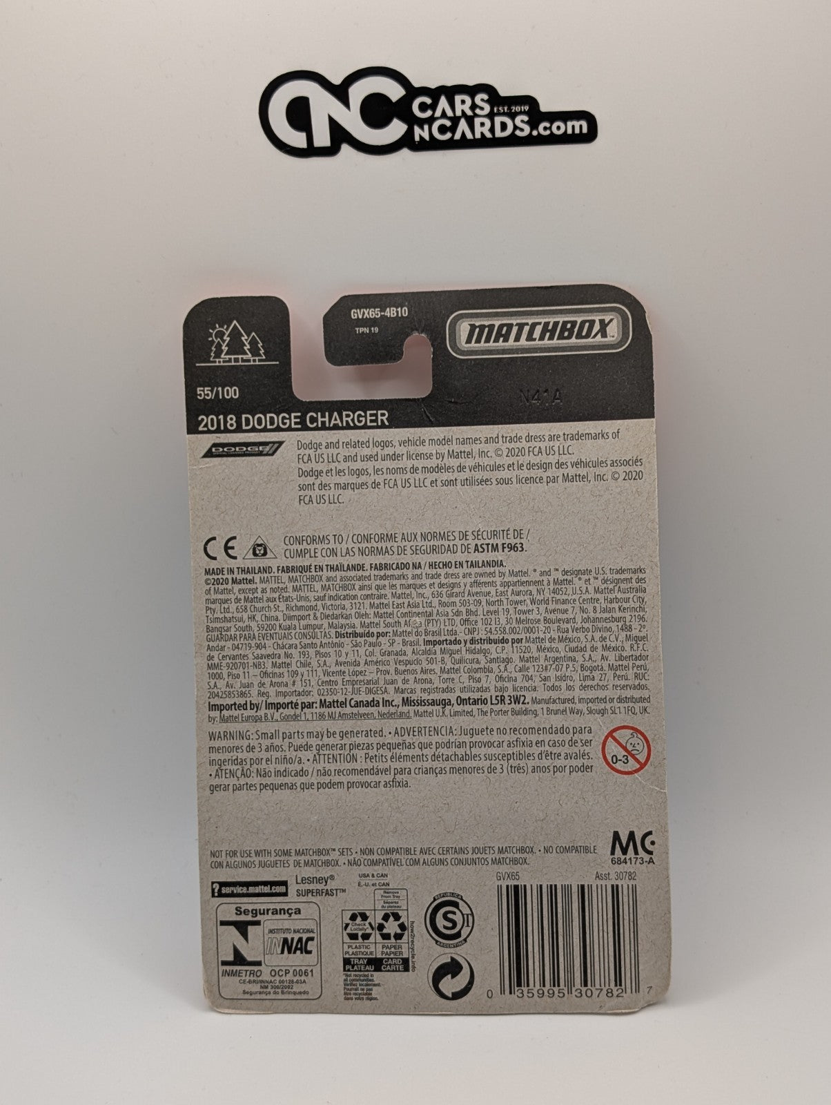 Matchbox 2018 Dodge Charger 55/100 (Card Damage)