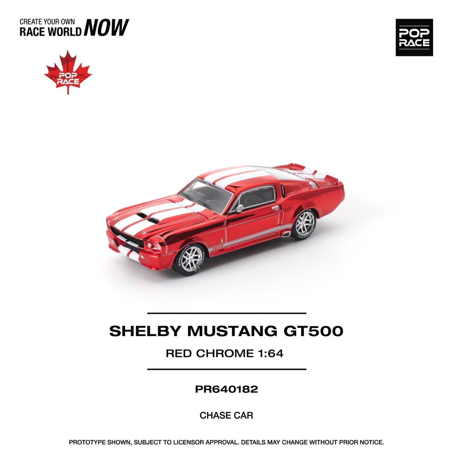 POPRACE 1:64 SHELBY MUSTANG GT500 RED PR640182 Canada Exclusive SEALED CHASE