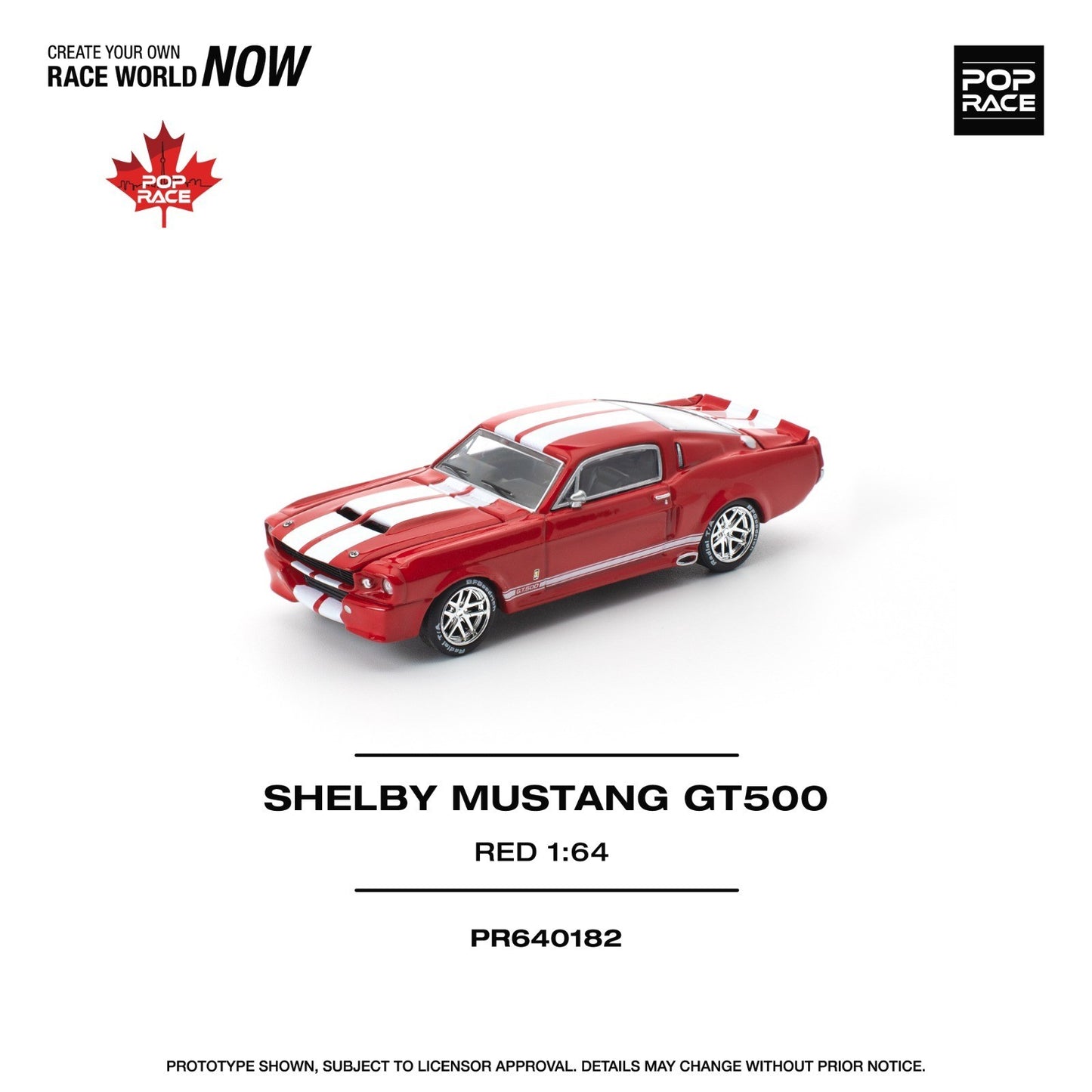 POPRACE 1:64 SHELBY MUSTANG GT500 RED PR640182 Canada Exclusive