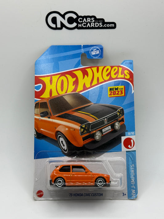 2023 Hot Wheels HW J-Imports 8/10 '73 Honda Civic Custom Orange (Card Damage)