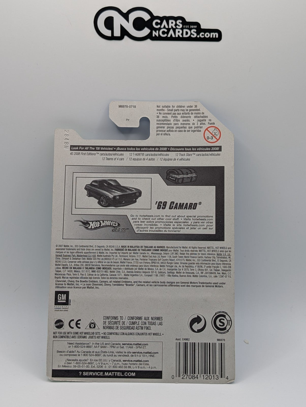 2008 Hot Wheels T-Hunt 12/12 '69 Camaro (Soft Corners)