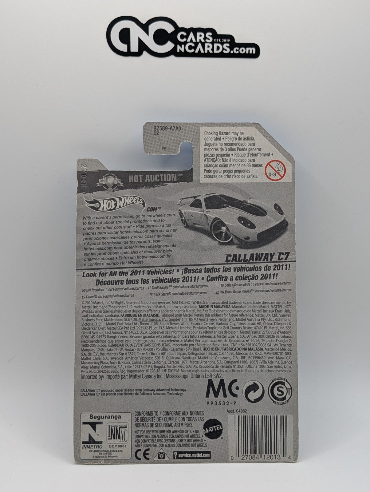 Hot Wheels Hot Auction 6/10 Callaway C7 Yellow (Card Damage)