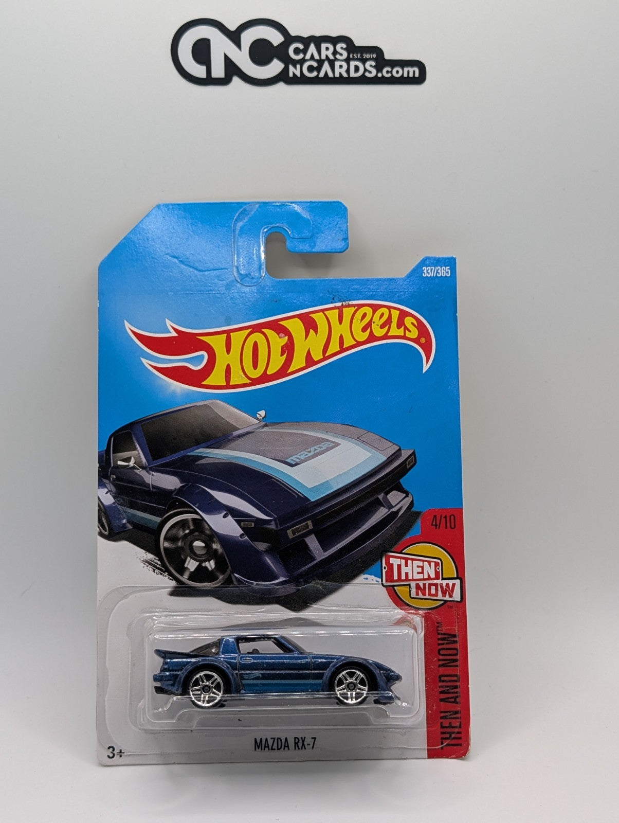 Hot Wheels Then And Now 4/10 Mazda RX-7 Blue 337/365 (Card Damage)