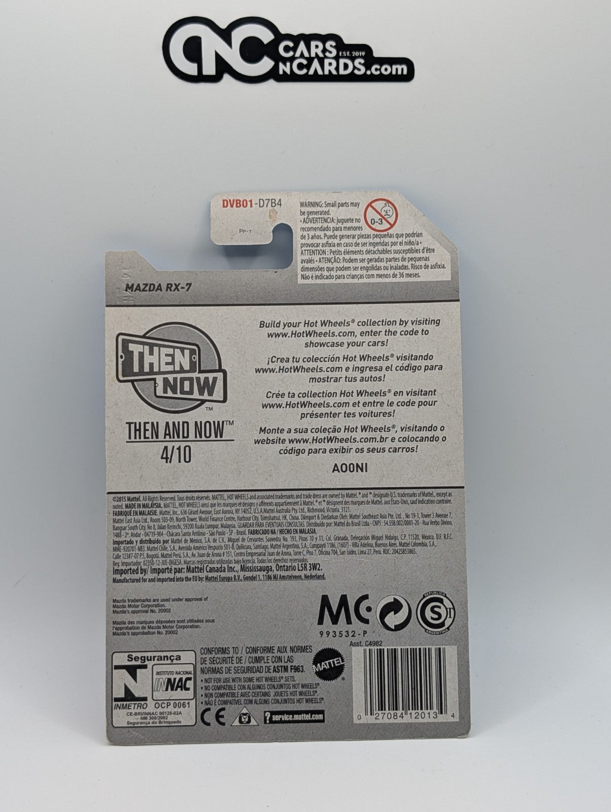 Hot Wheels Then And Now 4/10 Mazda RX-7 Blue 337/365 (Card Damage)