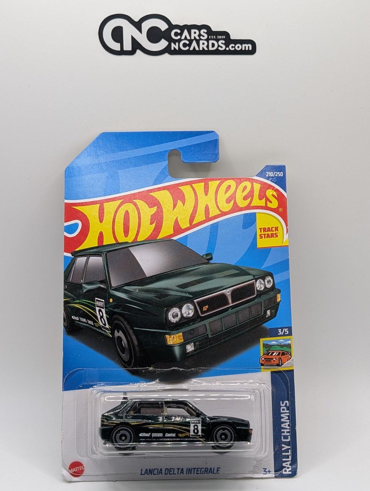 2021 Hot Wheels Rally Champs 3/5 Lancia Delta Integrale 210/250 (Card Damage)