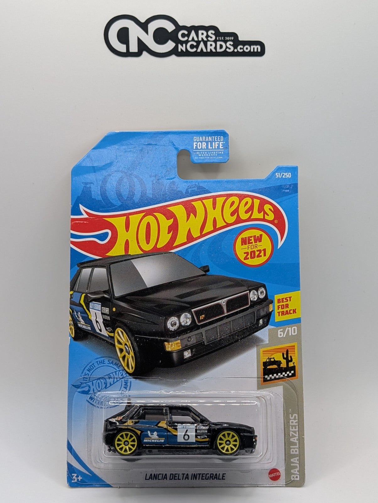 2021 Hot Wheels Baja Blazers 6/10 Lancia Delta Integrale 51/250 (Card Damage)
