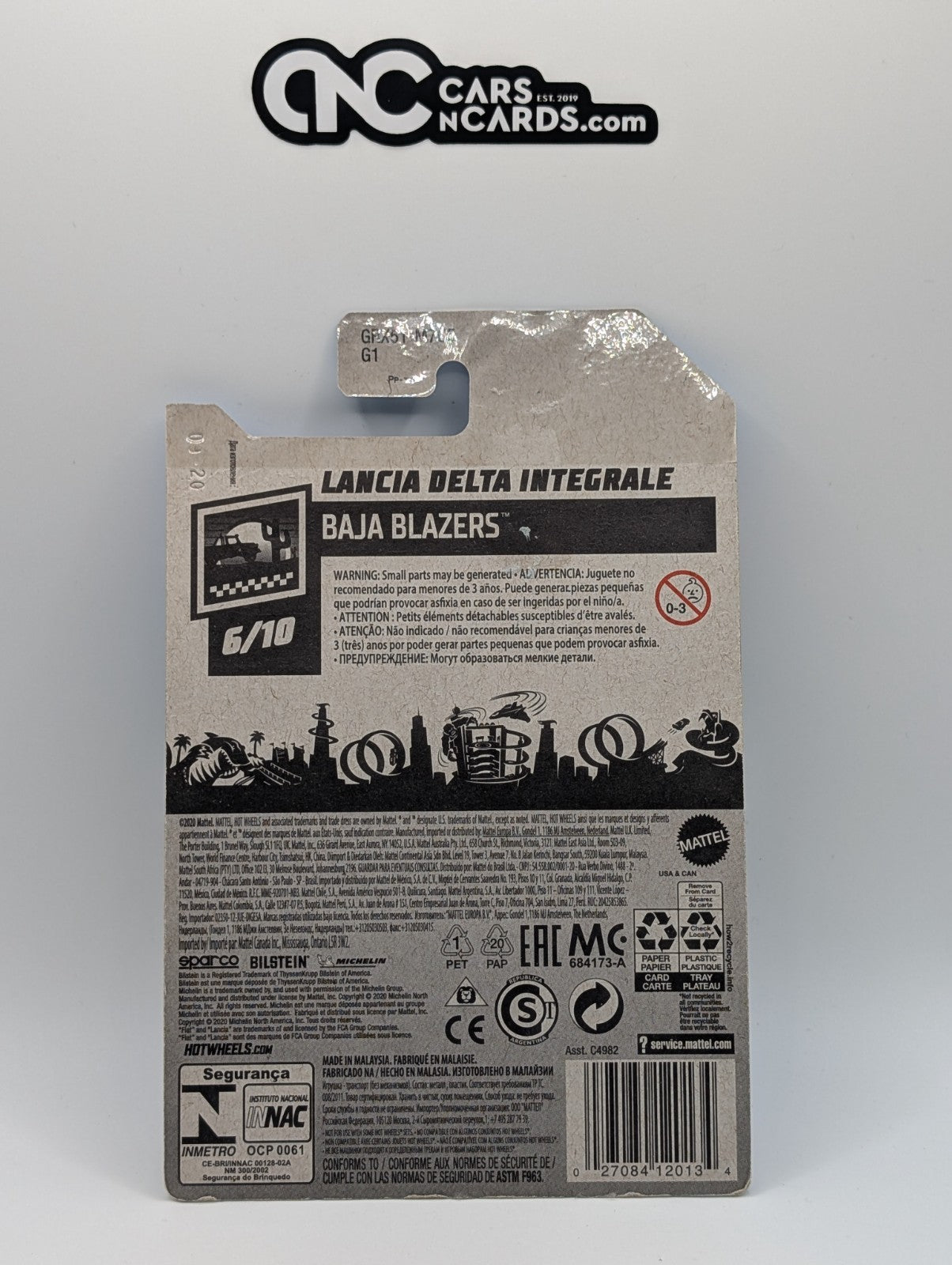 2021 Hot Wheels Baja Blazers 6/10 Lancia Delta Integrale 51/250 (Card Damage)