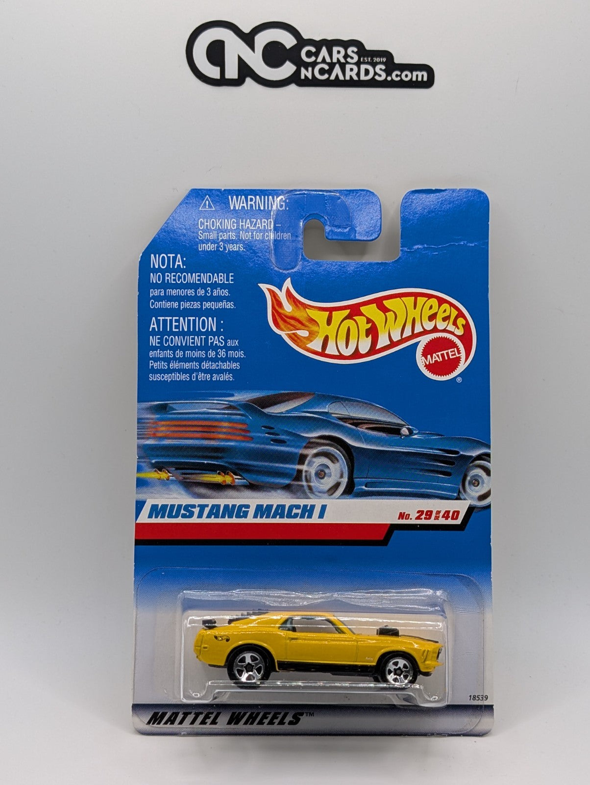 1998 Hot Wheels 29/40 Mustang Mach 1 Yellow (Card Crease)