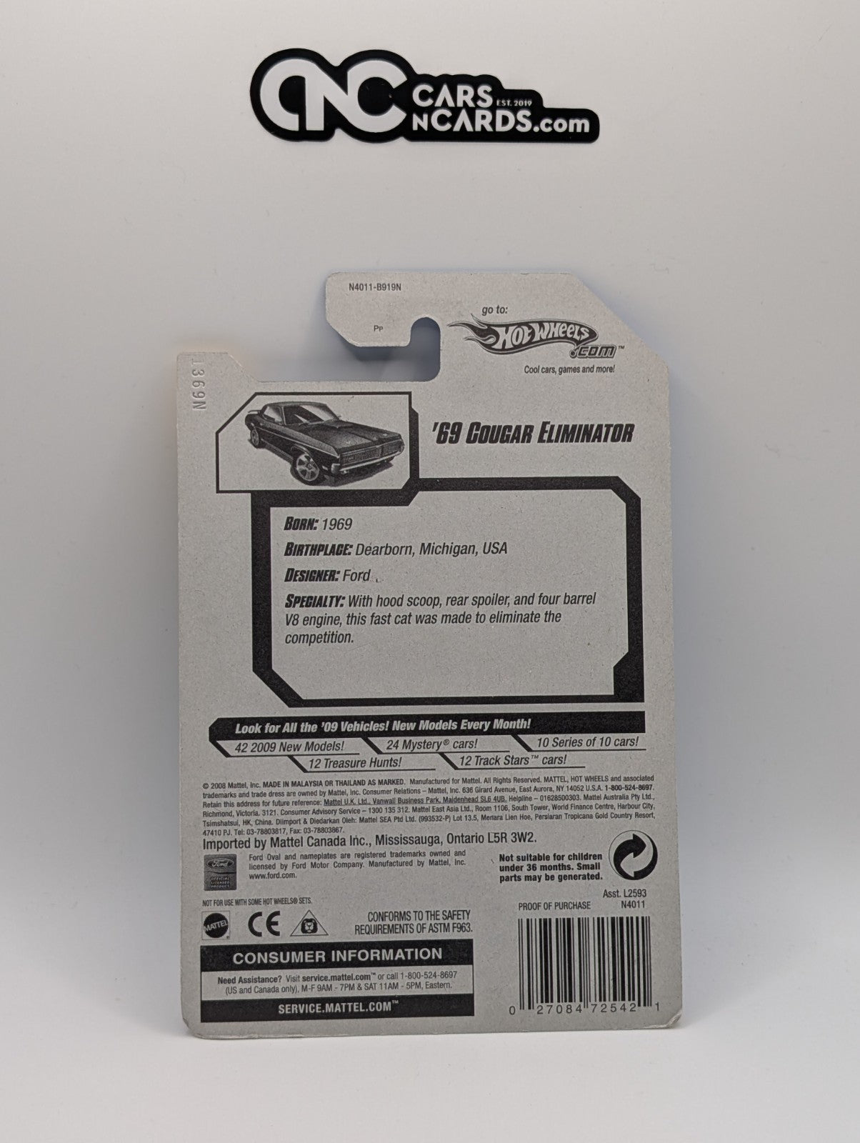 2009 Hot Wheels New Models 8/42 '69 Cougar Eliminator Purple (Soft Corners)