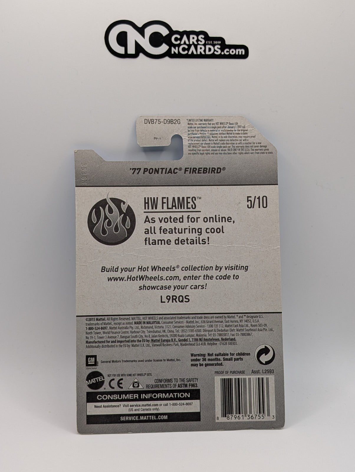 Hot Wheels HW Flames 5/10 '77 Pontiac Firebird (Card Damage)