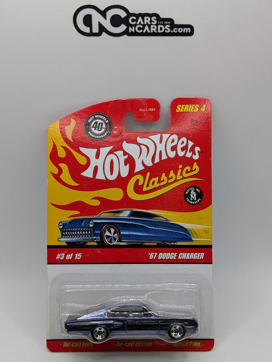 Hot Wheels Classics Series 4 3/15 '67 Dodge Charger Blue (Card Damage)