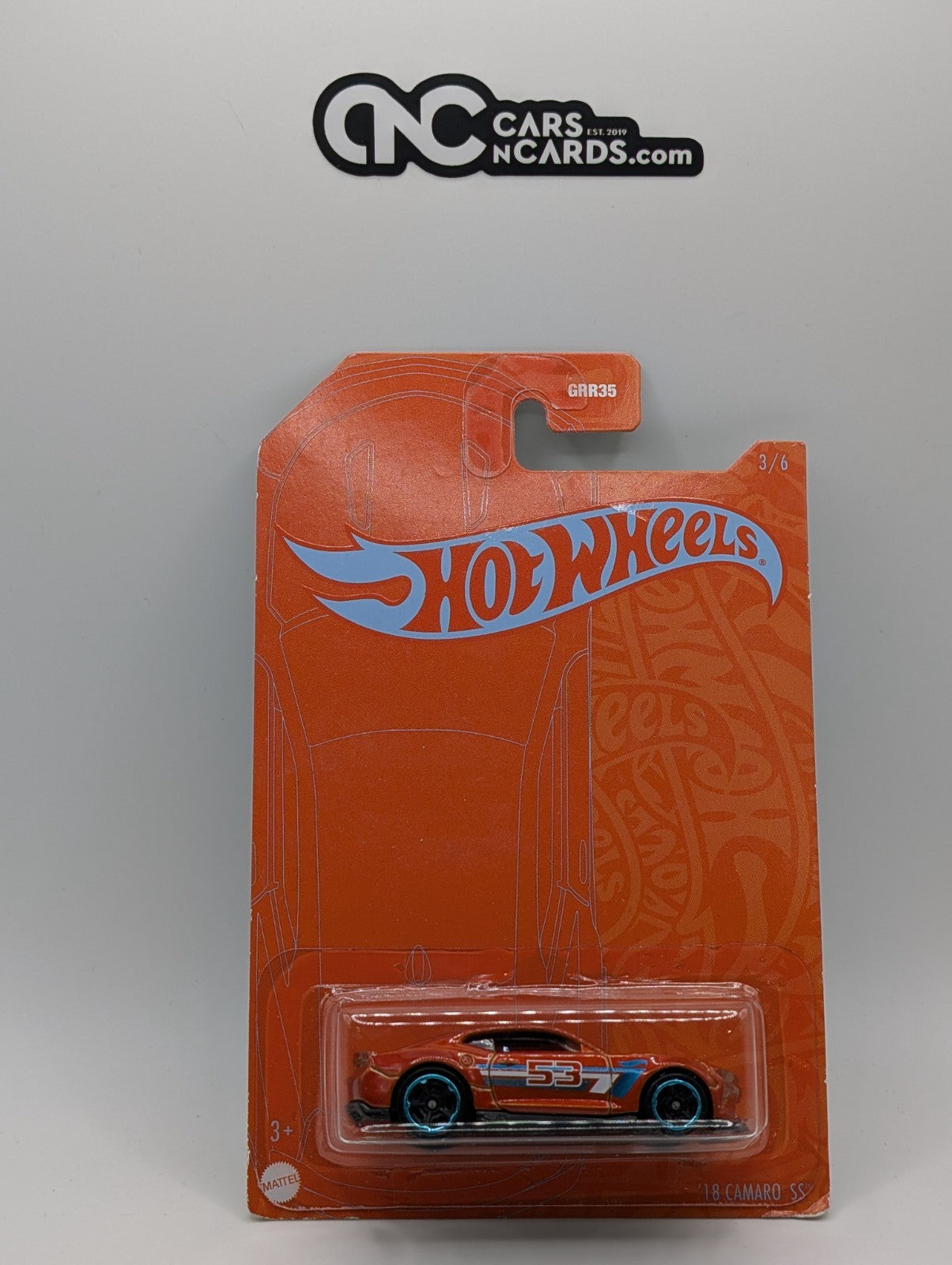 2021 Hot Wheels Orange And Blue 3/6 '18 Camaro SS (Card Damage)