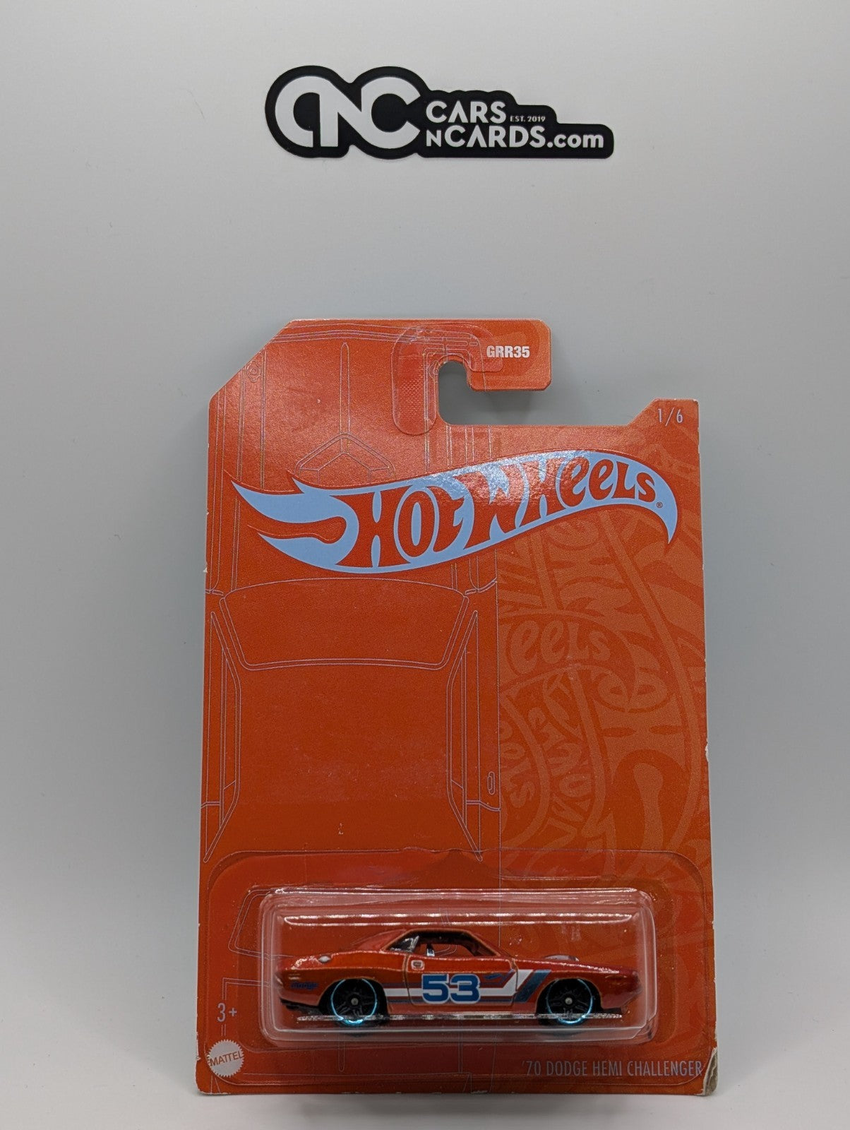 2021 Hot Wheels Orange And Blue 1/6 '70 Dodge Hemi Challenger (Card Damage)