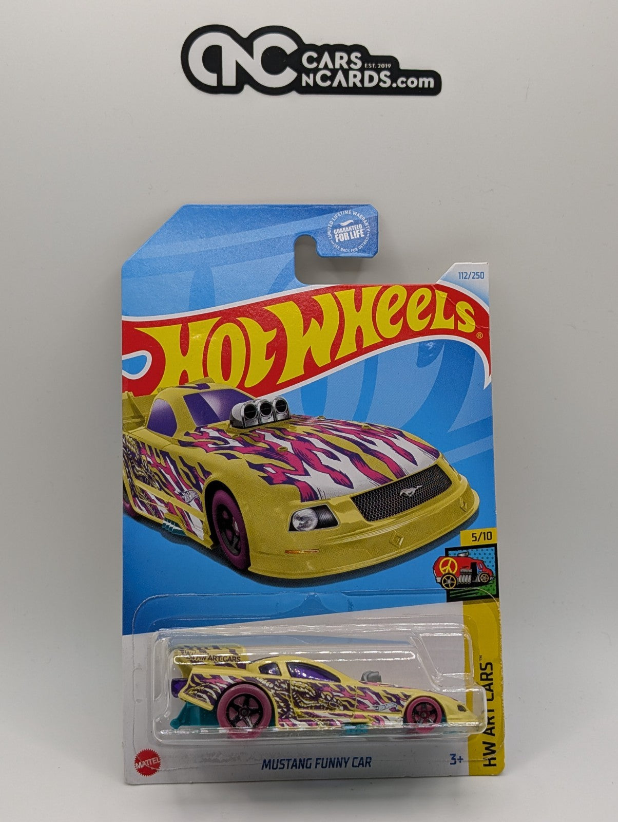 Hot Wheels HW Art Cars 5/10 Mustang Funny Car Yellow 112/250 (Card Crease)