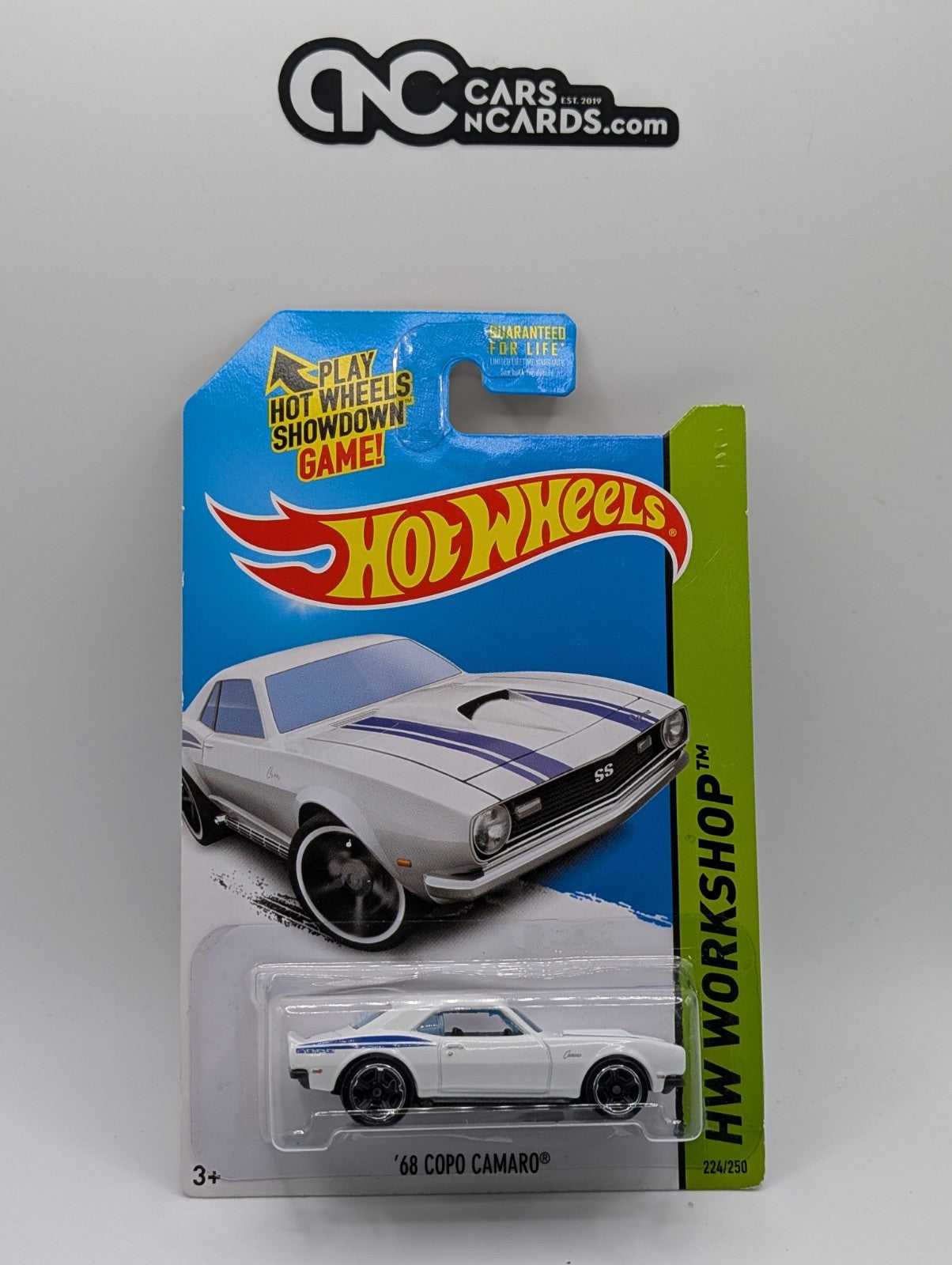 2014 Hot Wheels HW Workshop '68 COPO Camaro White 244/250 (Card Damage)