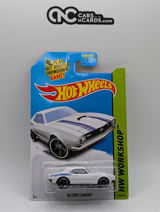 2014 Hot Wheels HW Workshop '68 COPO Camaro White 244/250 (Card Damage)