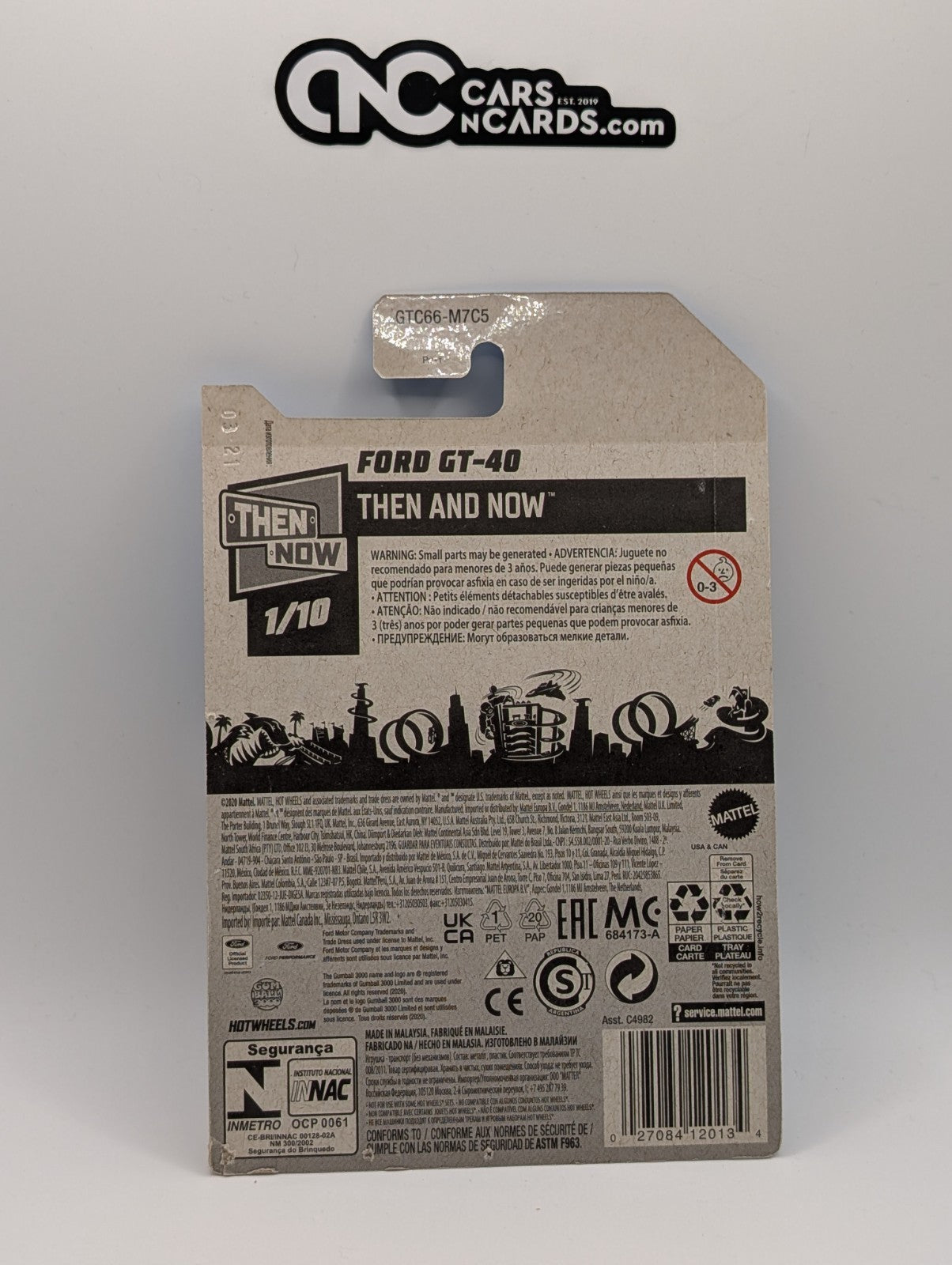 Hot Wheels Then And Now 1/10 Ford GT-40 Gumball 3000 78/250 (Card Damage)