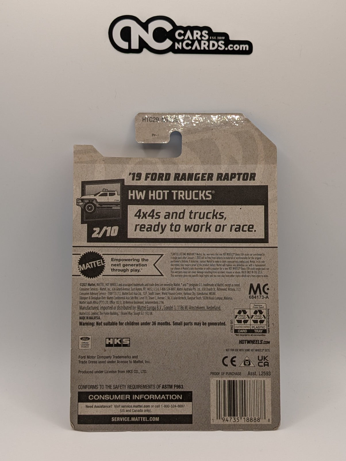 Hot Wheels HW Hot Trucks 2/10 '19 Ford Ranger Raptor HKS 43/250 (Soft Corners)