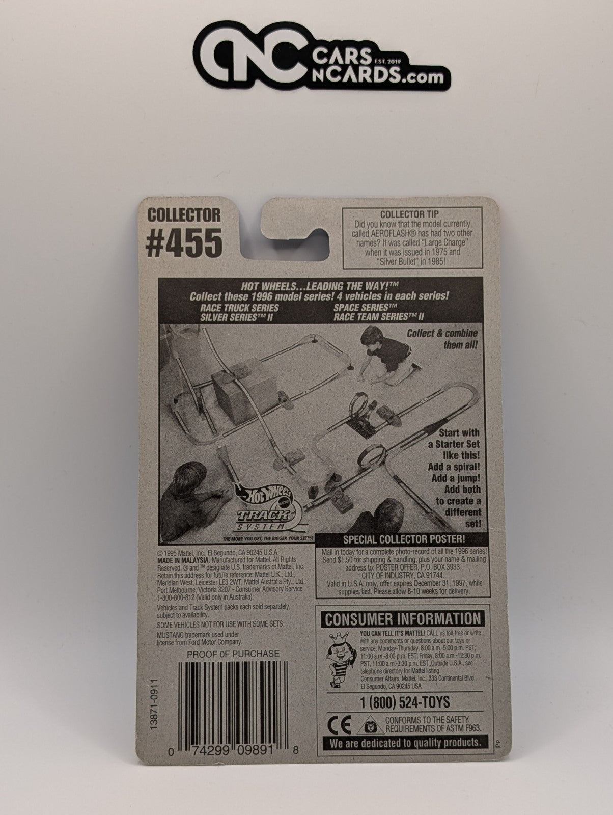 1996 Hot Wheels '65 Mustang Convertible Gold Collector #455 (Soft Corners)