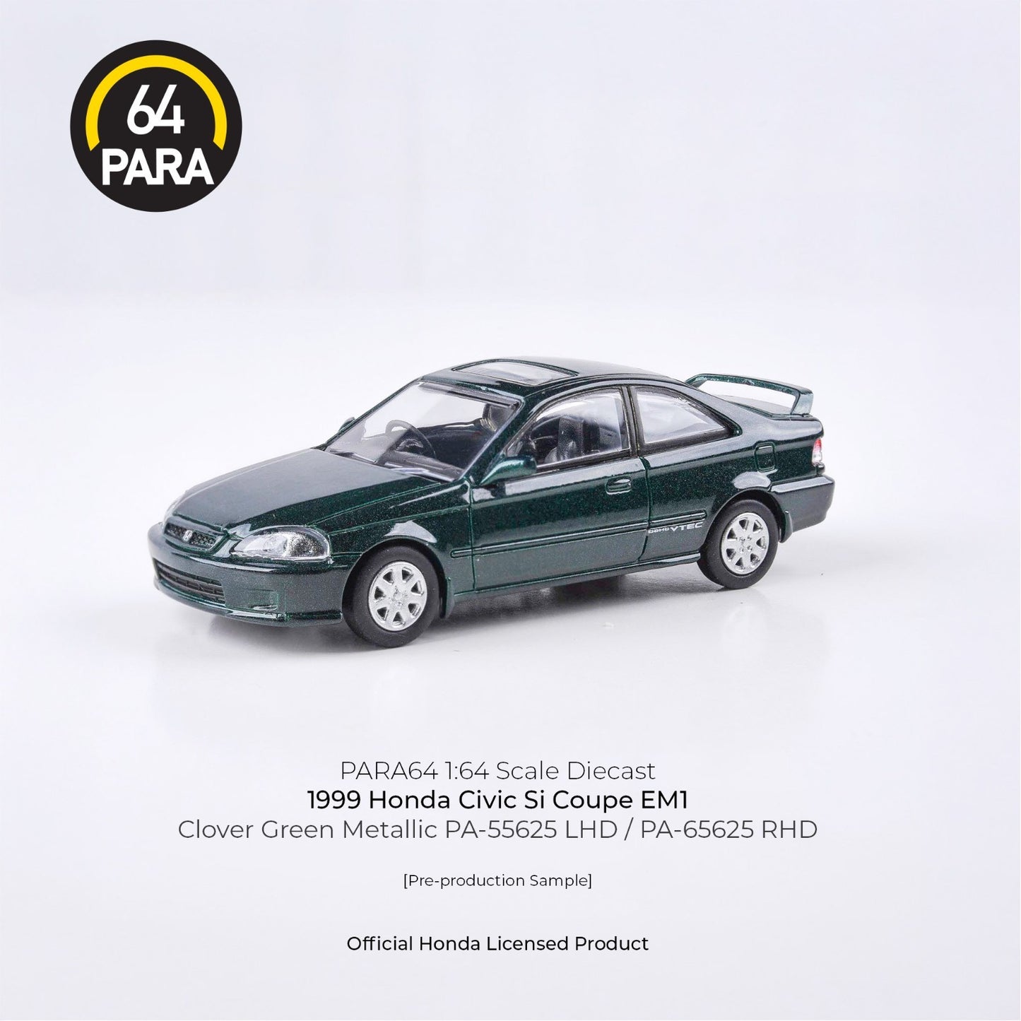 PARA64 1:64 1999 Honda Civic EM1 Clover Green Pearl LHD PA-55625