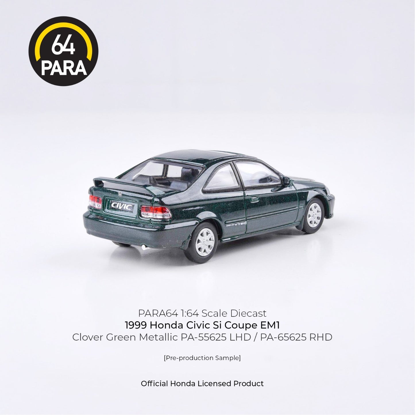 PARA64 1:64 1999 Honda Civic EM1 Clover Green Pearl LHD PA-55625