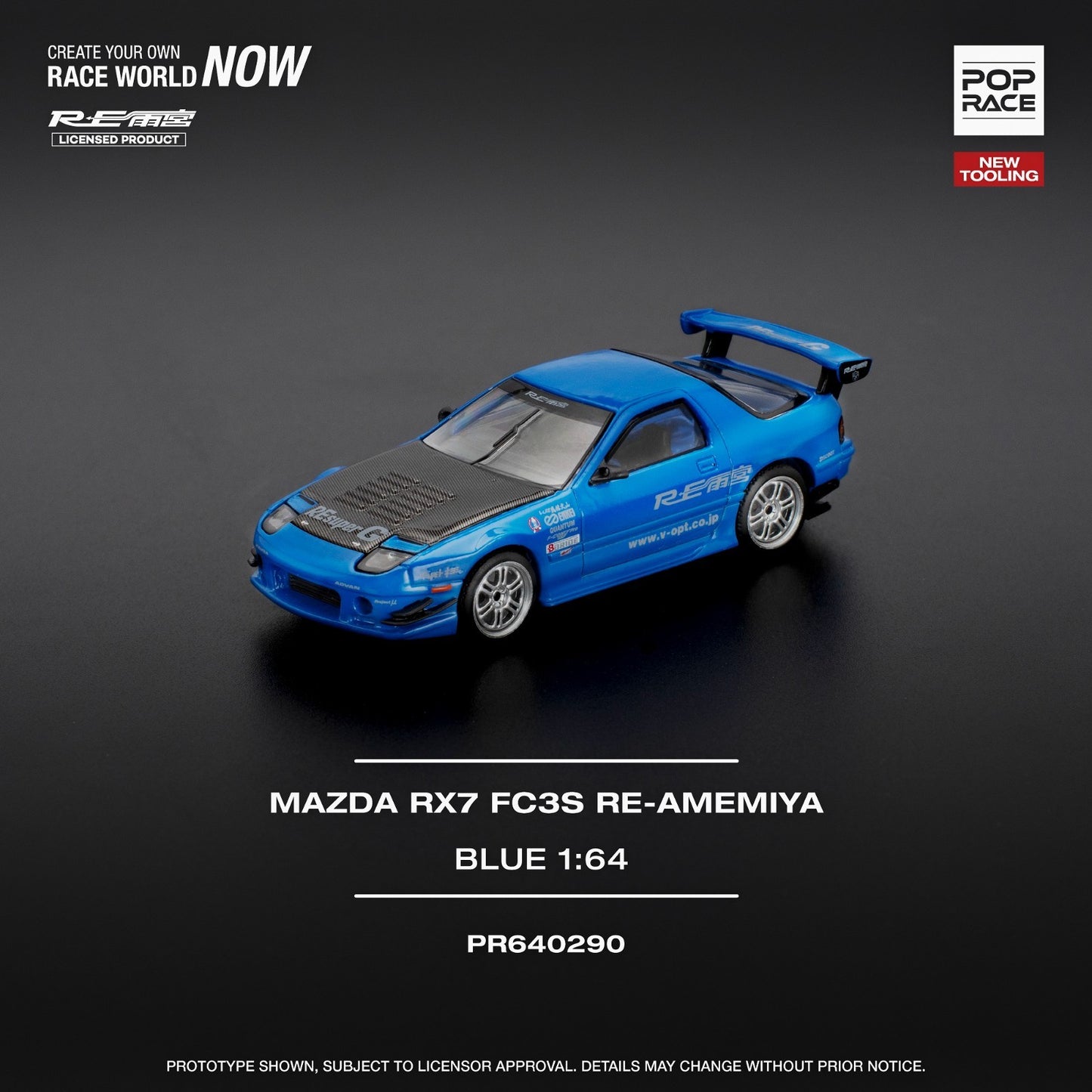 POPRACE 1:64 RX7 (FC3S) RE-AMEMIYA - RE-AMEMIYA BLUE PR640290