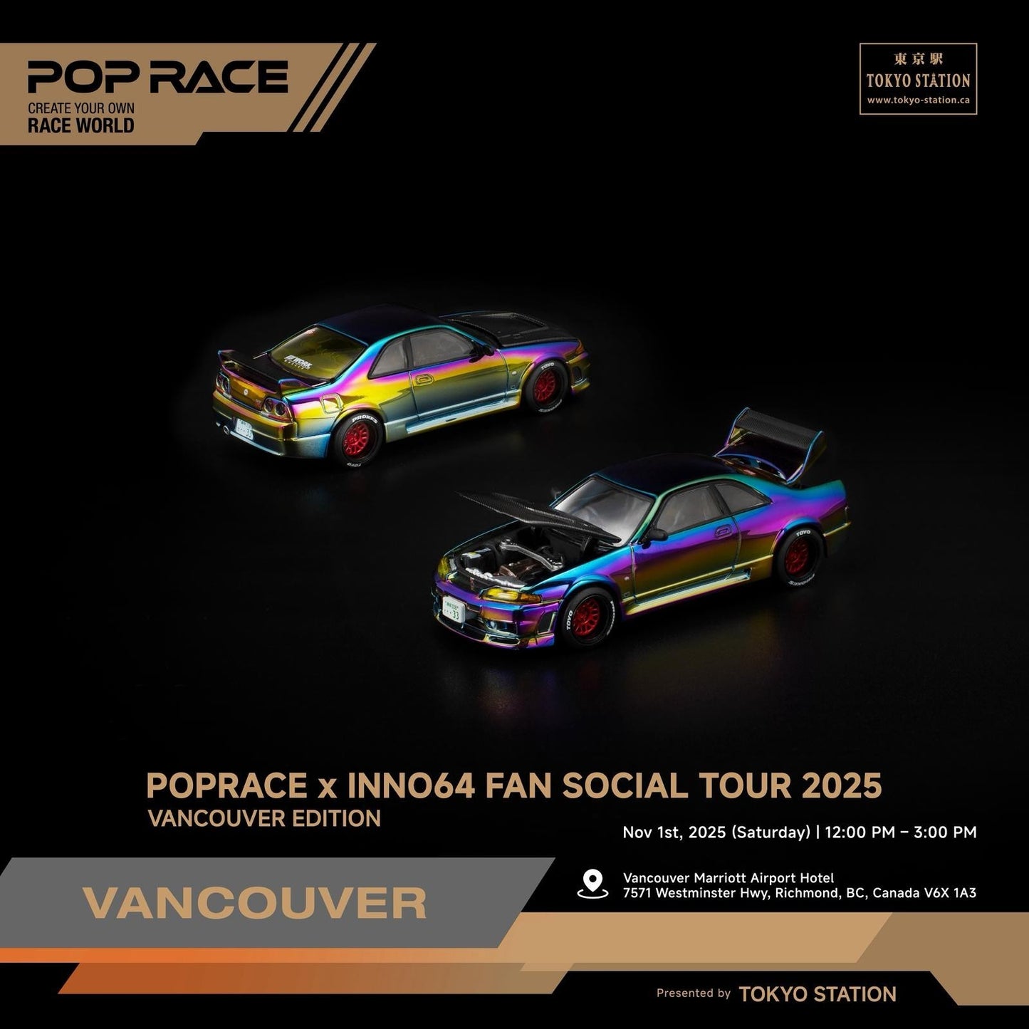 POPRACE 1:64 SKYLINE GT-R R33 Magic Chrome VANCOUVER Edition PR640425