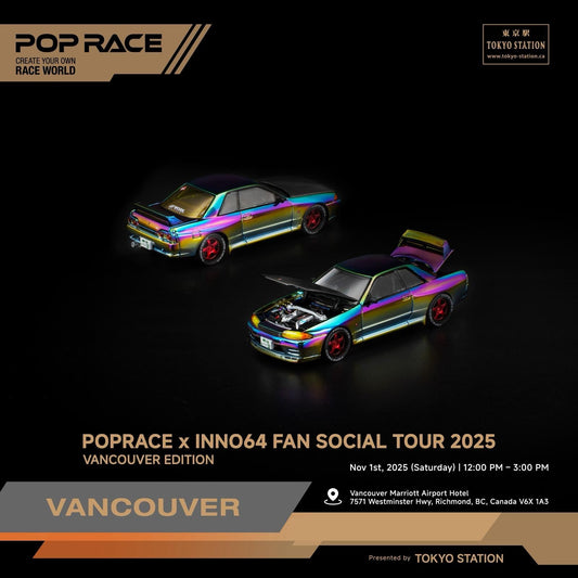 POPRACE 1:64 SKYLINE GT-R R32 Magic Chrome VANCOUVER Edition PR640424