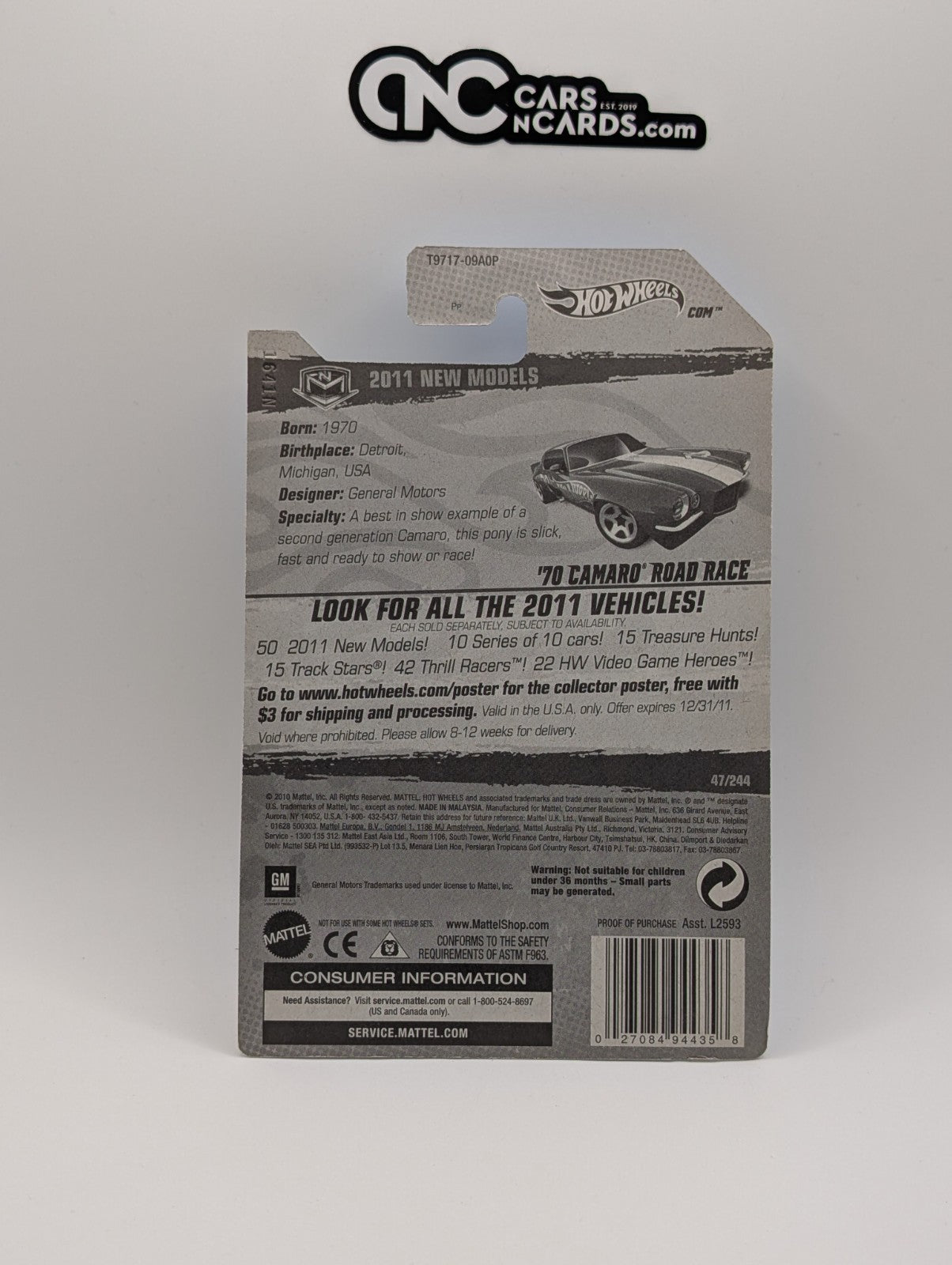 2011 Hot Wheels New Models 47/50 '70 Camaro Road Race 47/244 (Soft Corners)