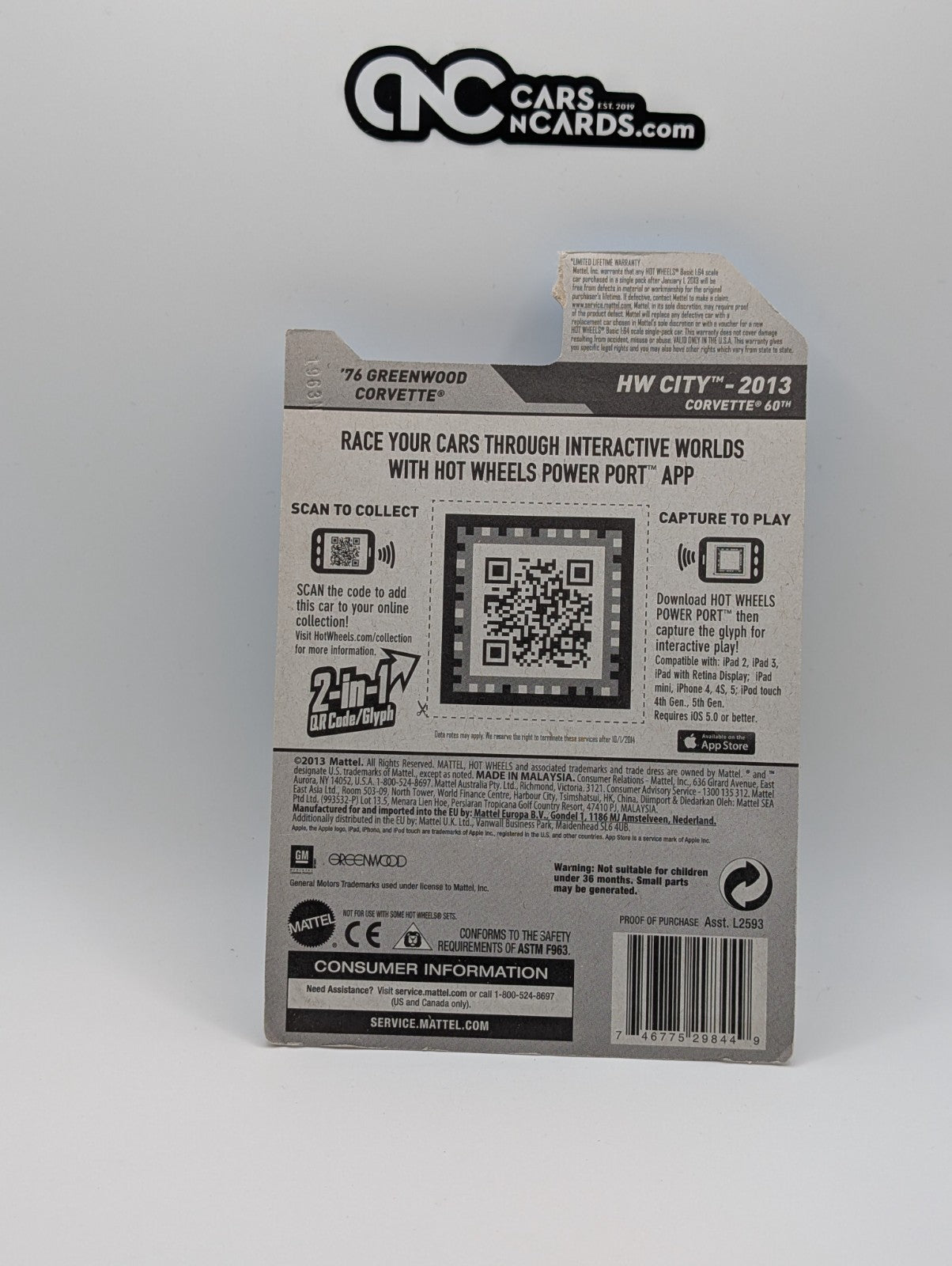 2013 Hot Wheels HW City '76 Greenwood Corvette 208/250 (Card Damage)