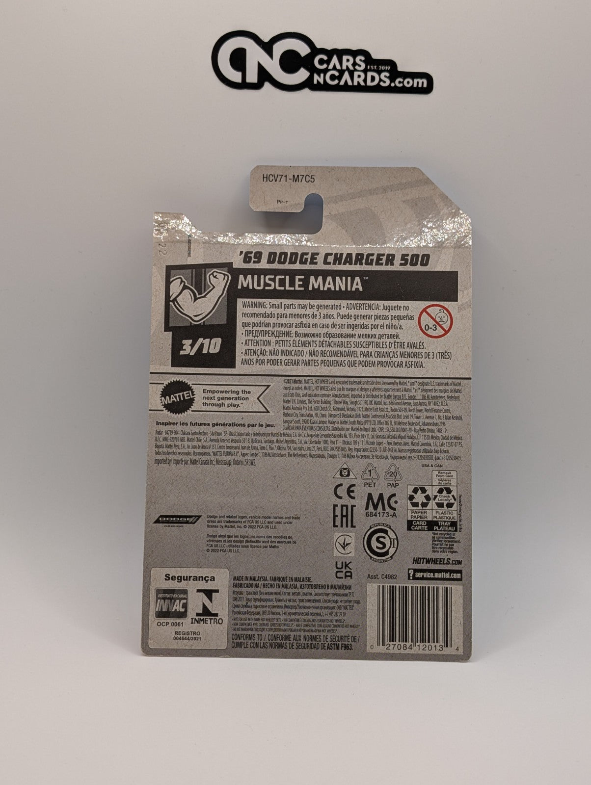 Hot Wheels Muscle Mania 3/10 '69 Dodge Charger 500 209/250  (Soft Corners)