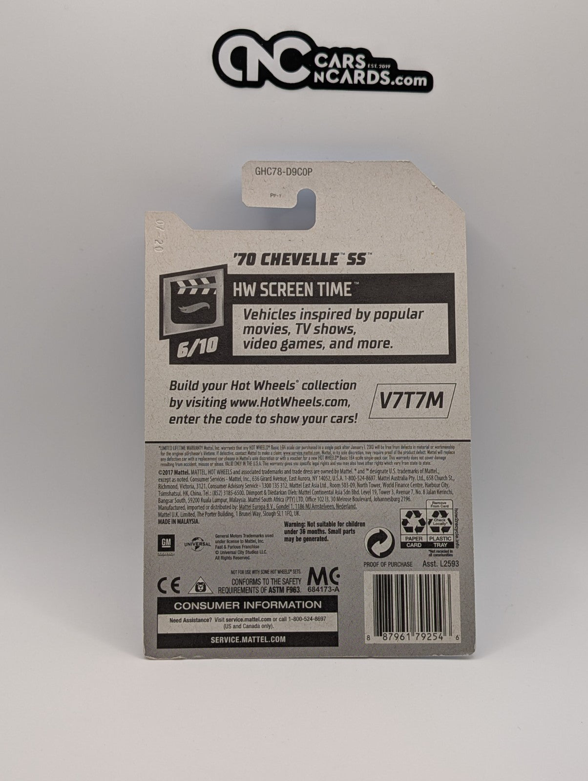 Hot Wheels HW Screen Time 6/10 '70 Chevelle SS Fast & Furious (Soft Corners)