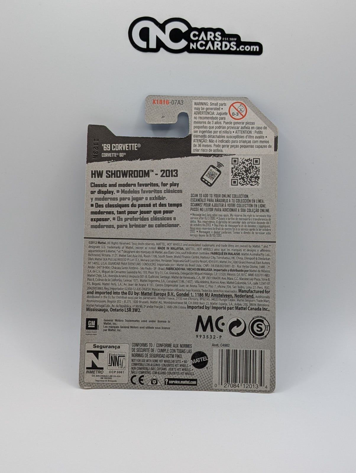 2013 Hot Wheels HW Showroom '69 Corvette 201/250 (Card Damage)