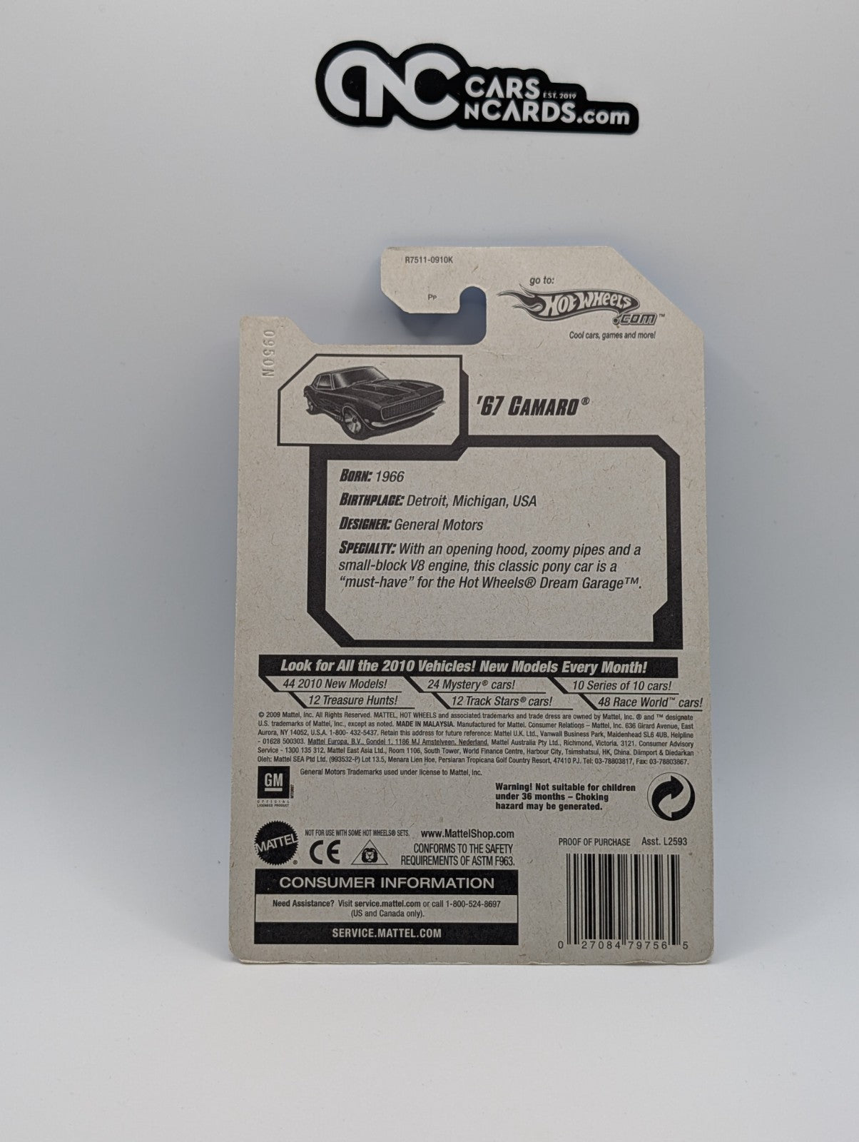 2010 Hot Wheels Muscle Mania 8/10 '67 Camaro (Soft Corners)