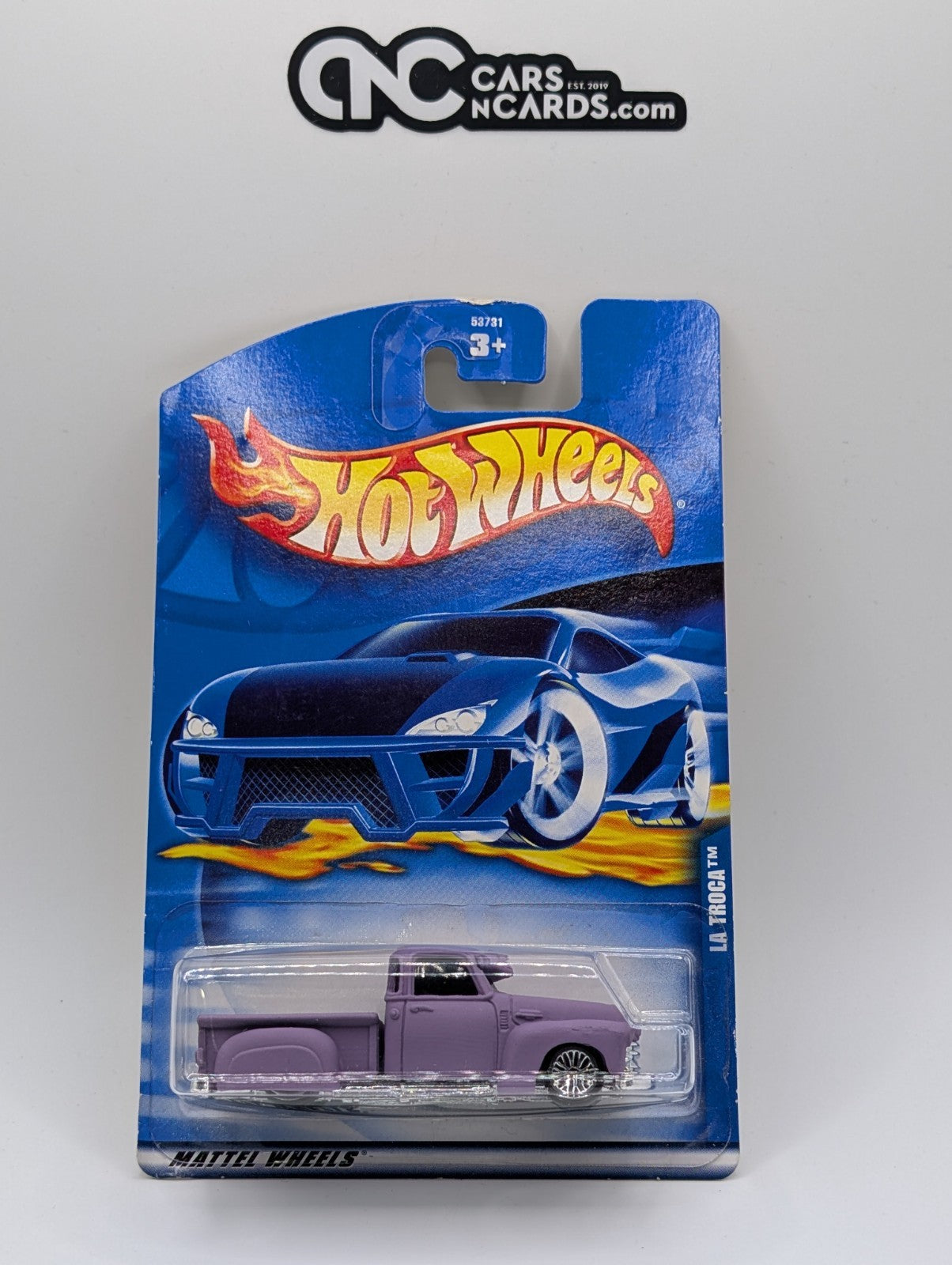 2001 Hot Wheels La Troca Purple Collector #202 (Card Damage)
