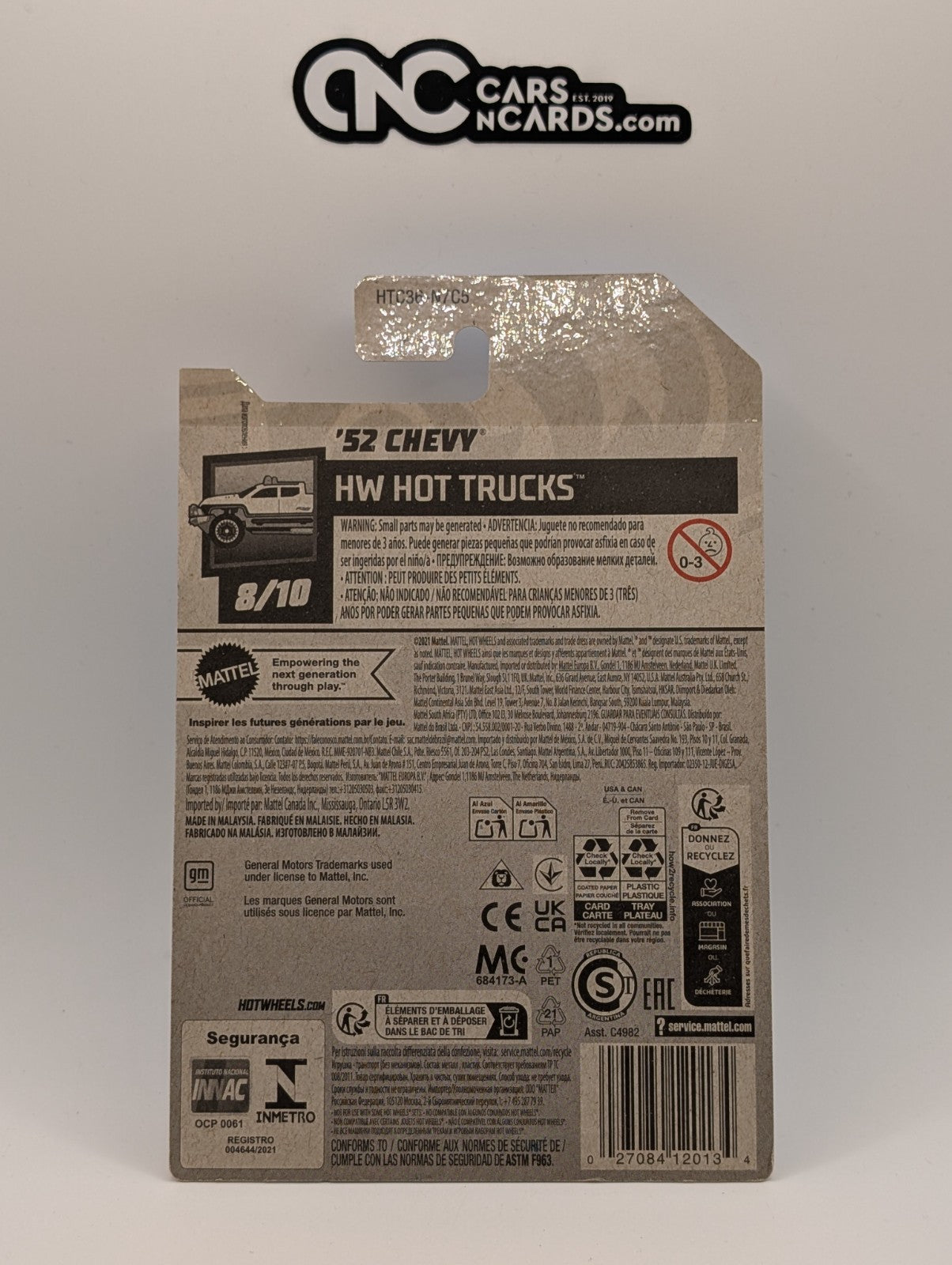 Hot Wheels HW Hot Trucks 8/10 '52 Chevy White 139/250 (Soft Corners)