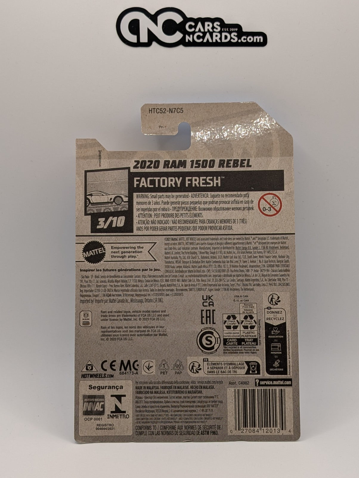 Hot Wheels Factory Fresh 2020 Ram 1500 Rebel White 24/250 (Card Damage)