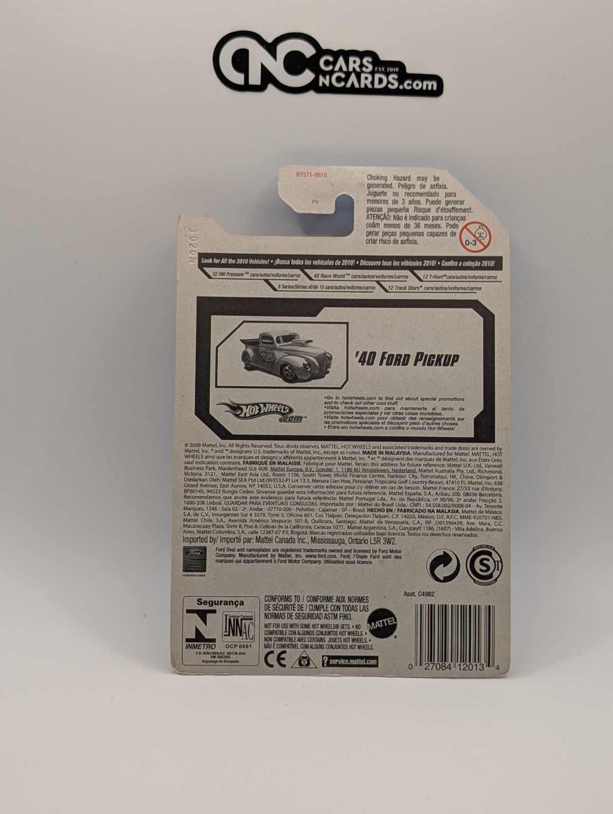 2010 Hot Wheels HW Hot Rods 8/10 '40 Ford Pickup 144/214 (Soft Corners)