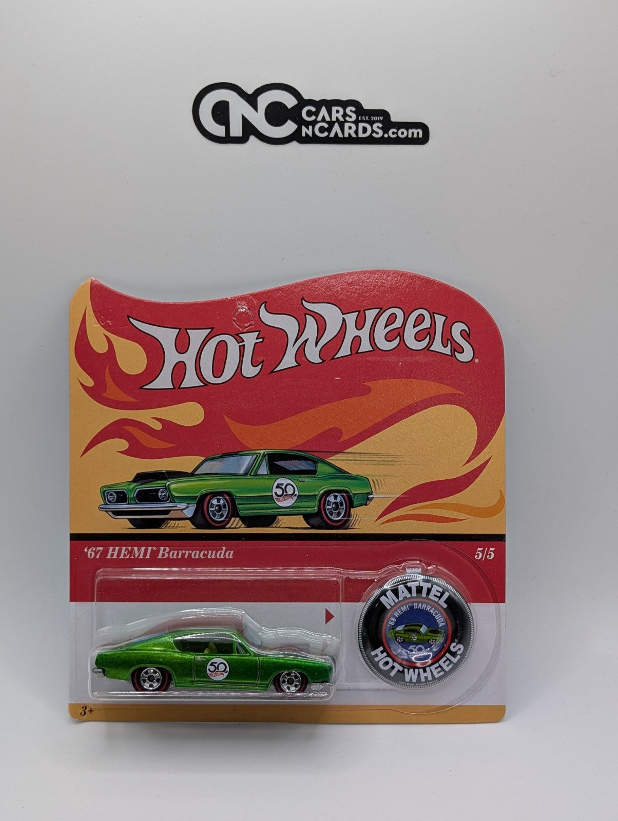 2018 Hot Wheels Originals Red Lines 5/5 '67 HEMI Barracuda Green (Card Damage)