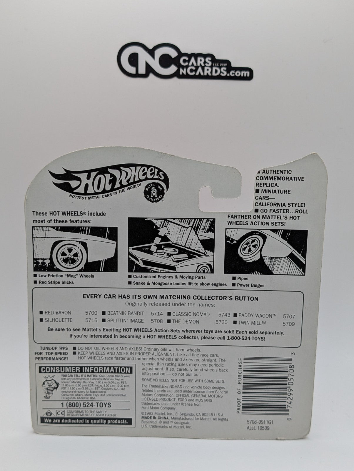 1993 Hot Wheels Vintage Series Splittin' Image 5708 (Card Damage)