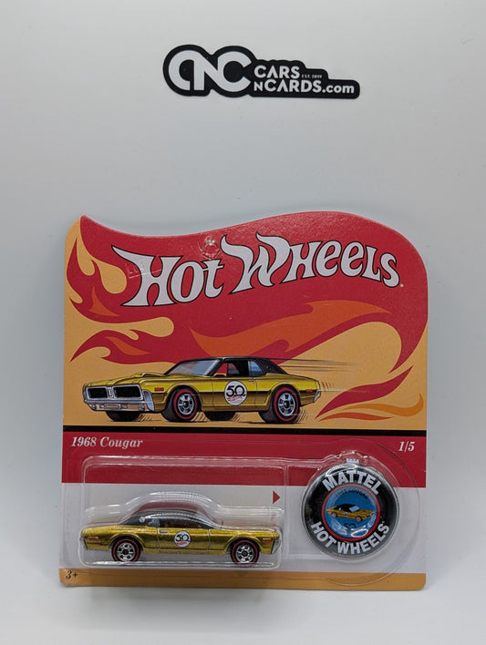 2018 Hot Wheels Originals Red Lines 1/5 1968 Cougar Yellow (Card Damage)