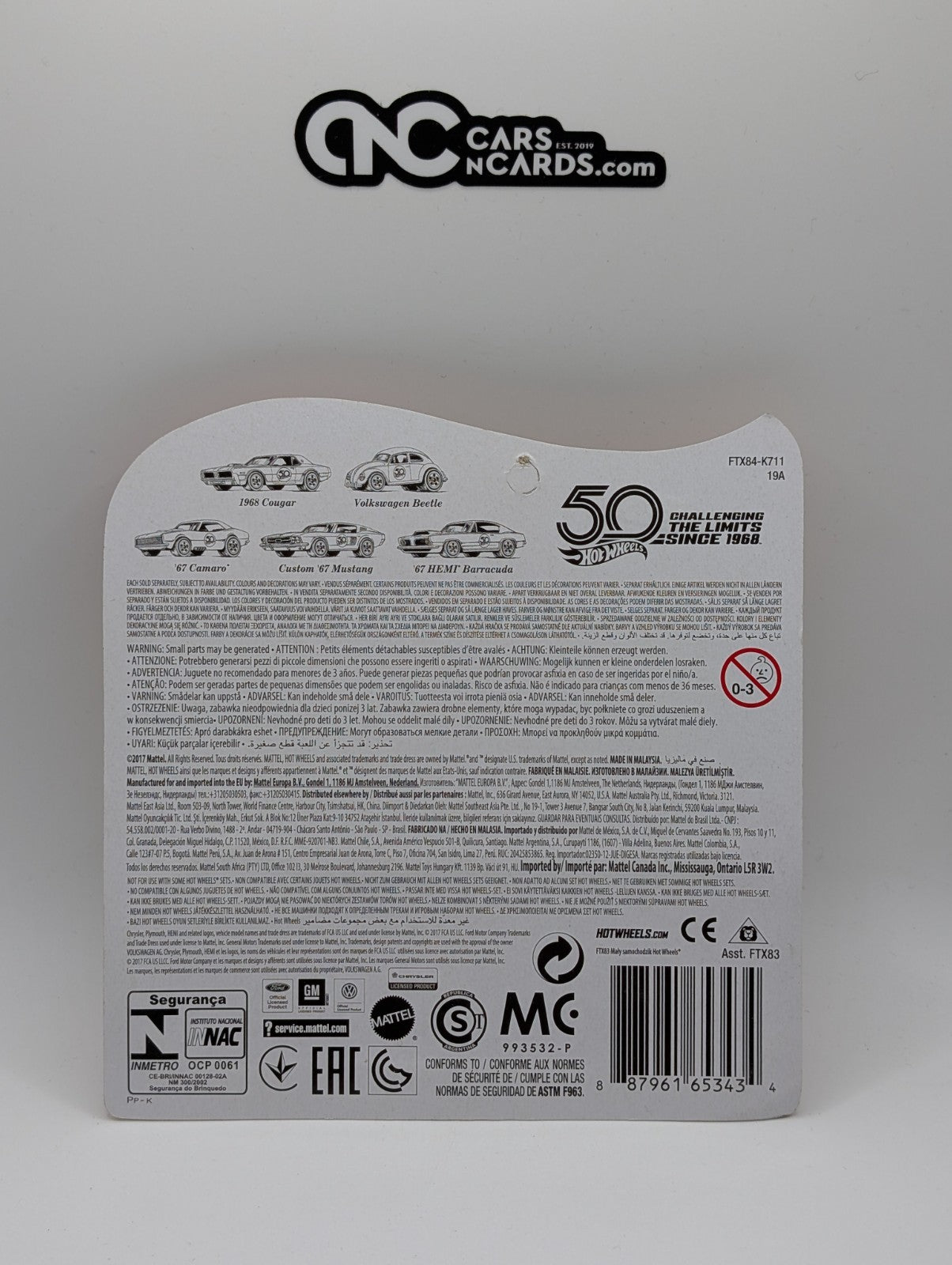 2018 Hot Wheels Originals Red Lines 1/5 1968 Cougar Yellow (Card Damage)