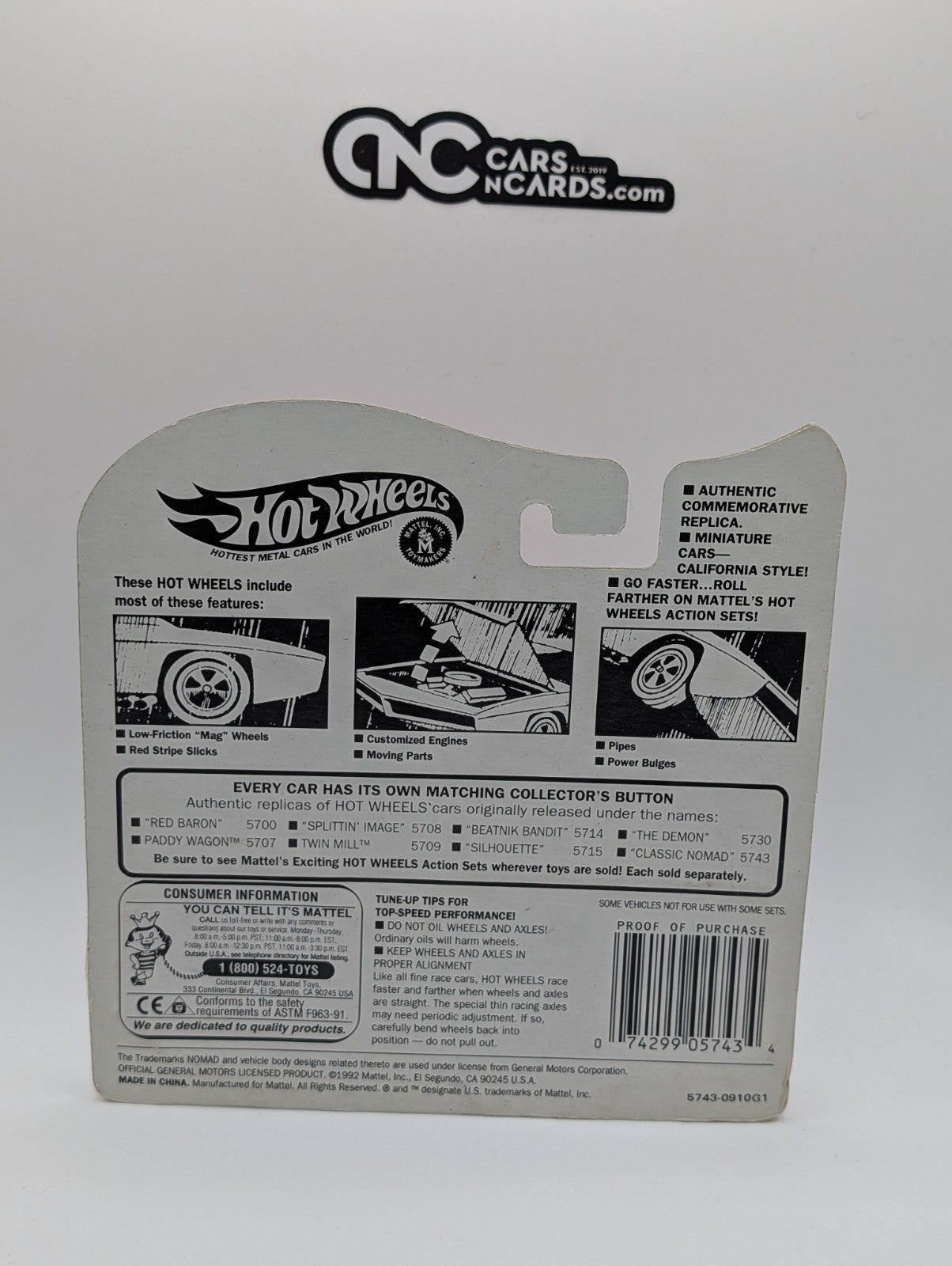 1993 Hot Wheels 25th Anniversary Series Red Lines Classic Nomad (Card Damage)